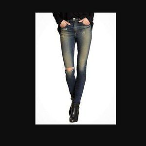 Rag & Bone Justine High-Rise Skinny Jeans in Mateos Dark Blue Wash 26w +MEASUREM